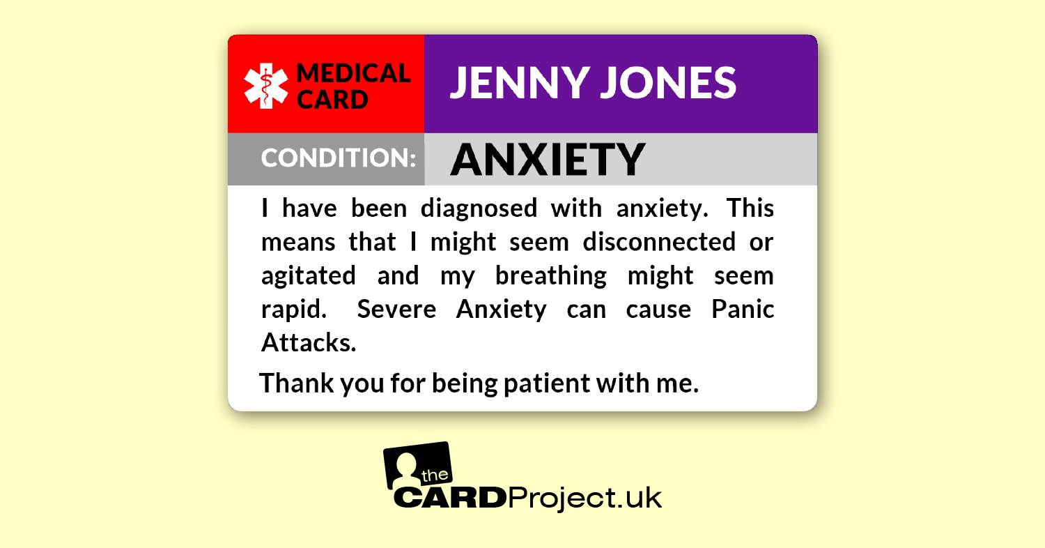 Anxiety Medical ID Card 